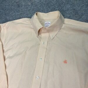 Brooks Brothers XL Peach Gingham Checkered Button-Down Oxford Shirt‎